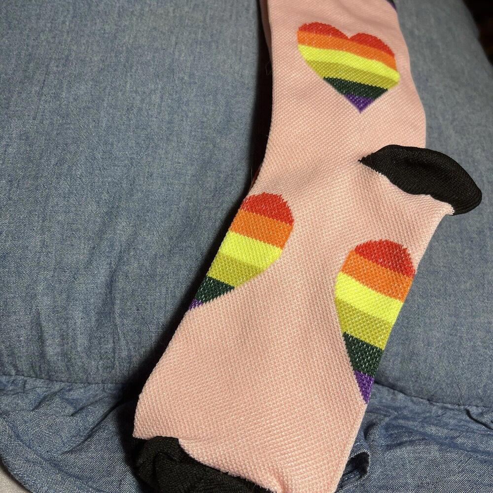 Pink Socks With Hearts Compression Socks Stockings Knee‎ High Small